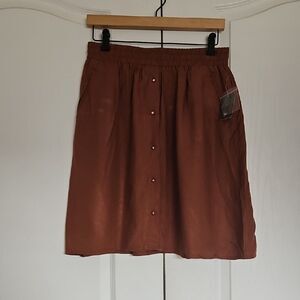 Suzy Shier Brown A-Line Pleated Skirt